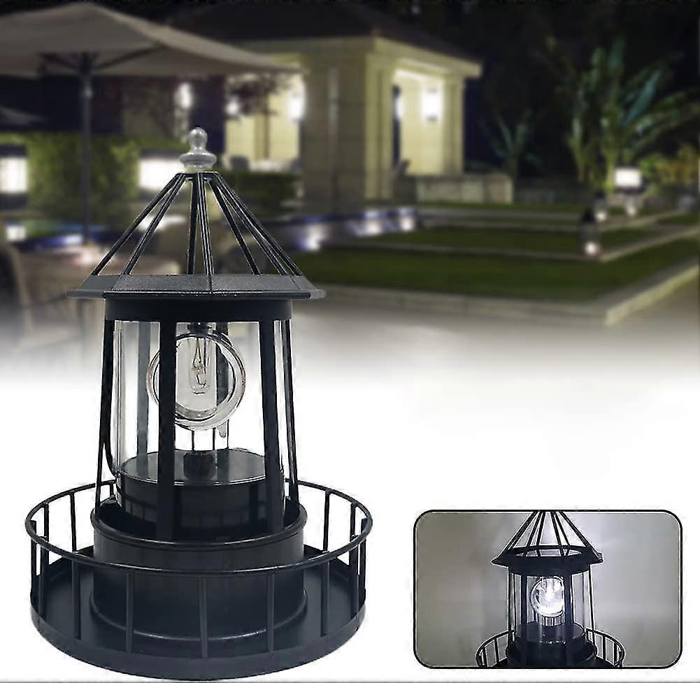 2024 360 Degree Rotating Solar Led Lighthouse Ip65 Waterproof Led Garden Light Automatic Rotating Light