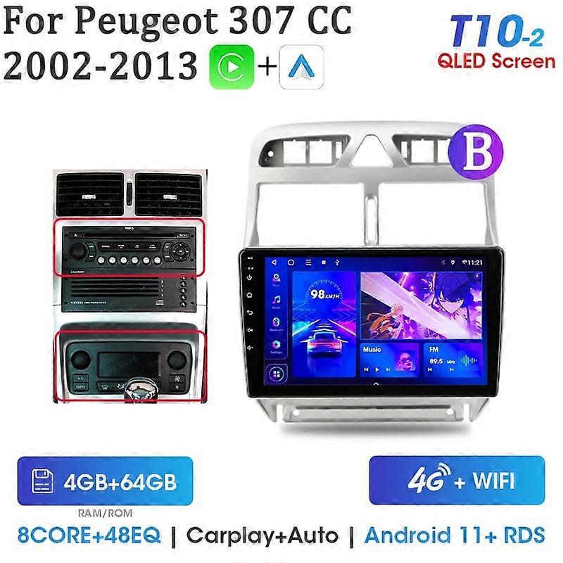 Srnubi Android Car Radio pentru Peugeot 307 307CC 307SW 2002 - 2013 2Din RDS Stereo Multimedia Video Player Carplay Auto GPS DVD