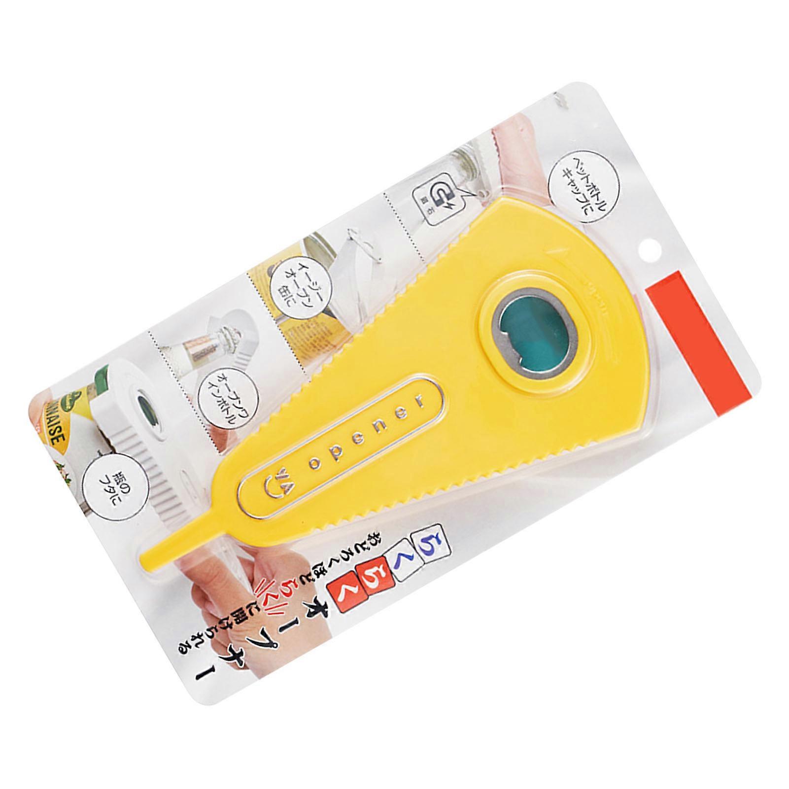 Yellow V-Shaped Jar Lid Opener for Kitchen - Effortless Manual Can and Bottle Opener