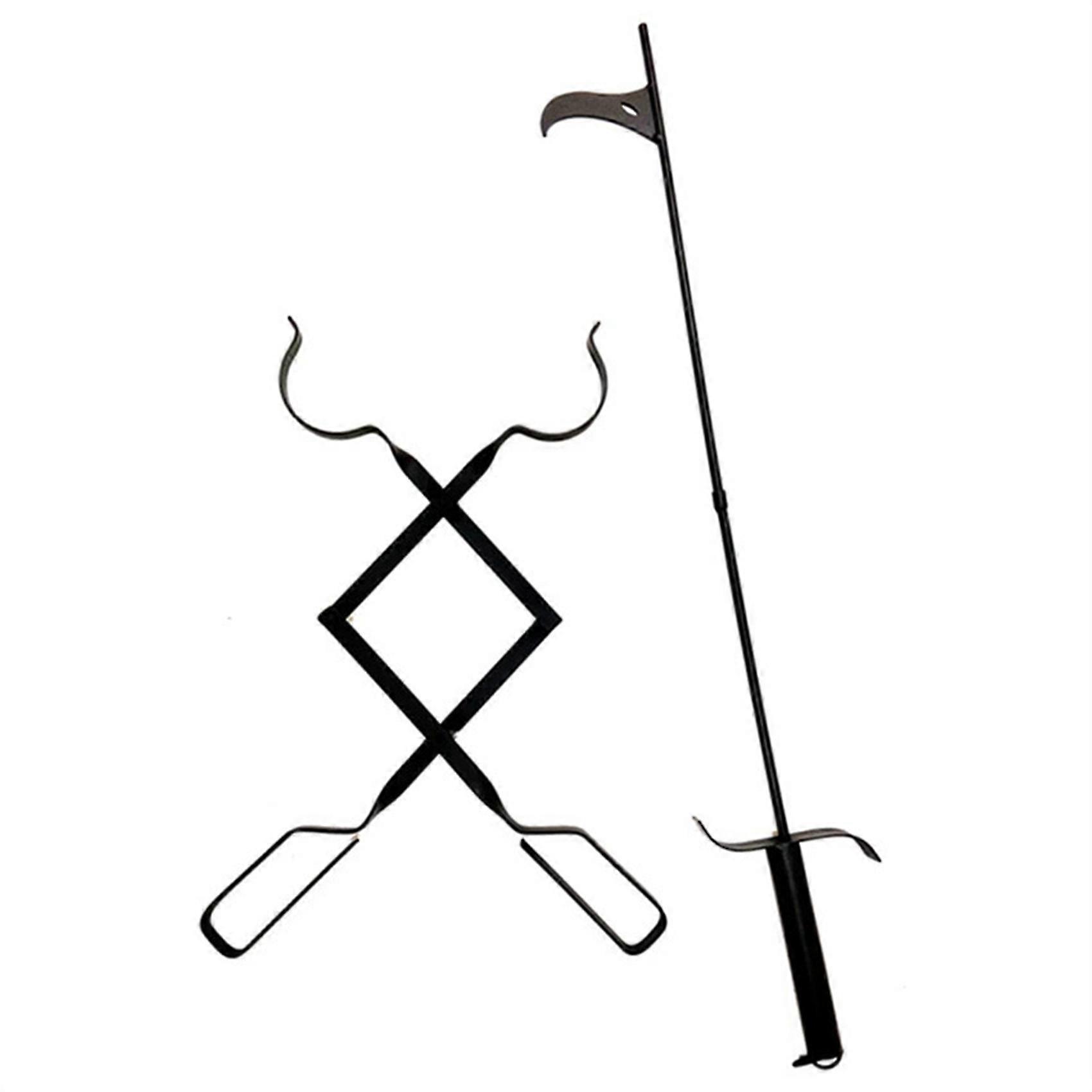 2pcs Fire Hook+fire Tongs Detachable Winter Heating Tools Fireplace Tools