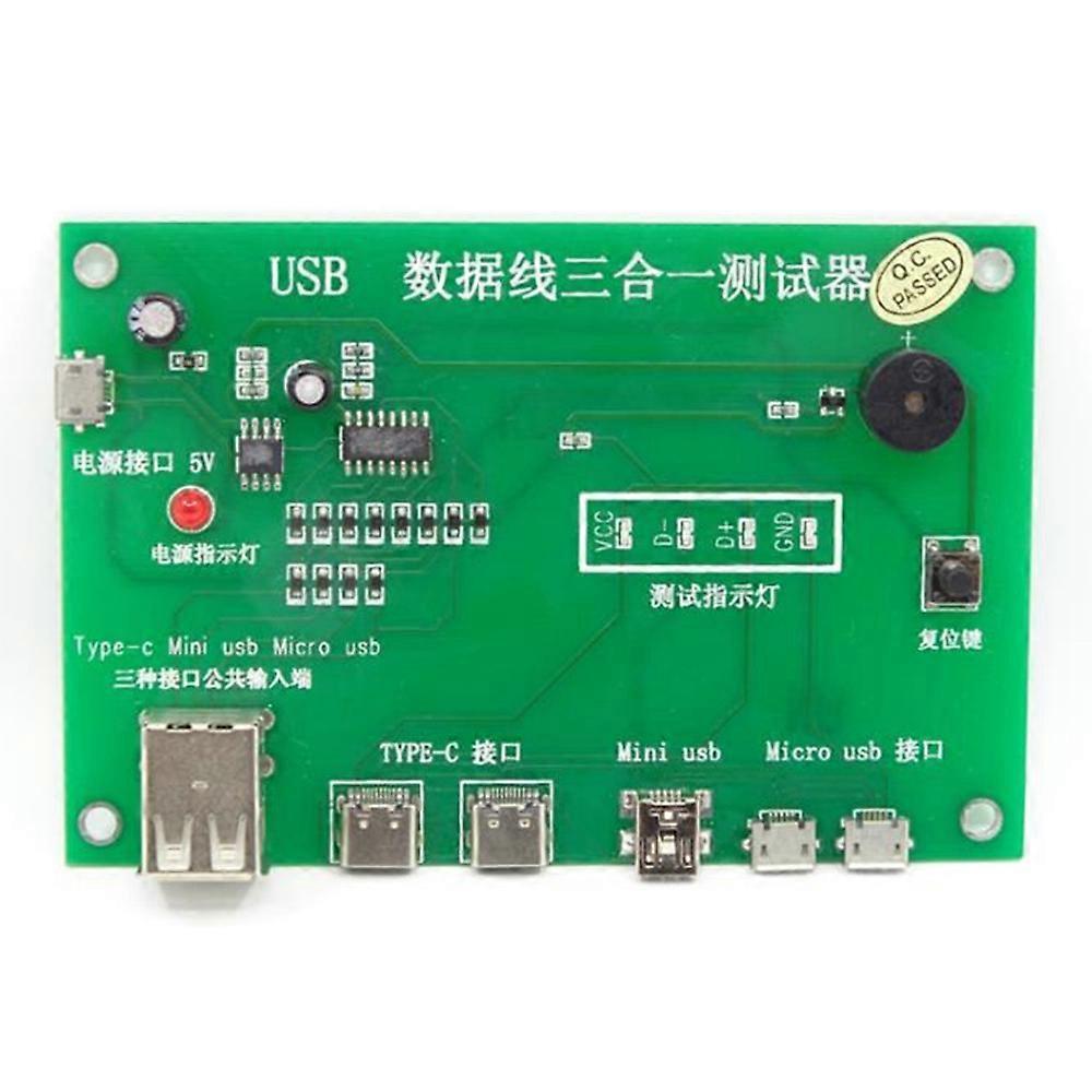 USB Cable Tester, Data Wire Test Fixture Precise Type-C/Mini USB/-USB USB Cable Tester Charging Cab