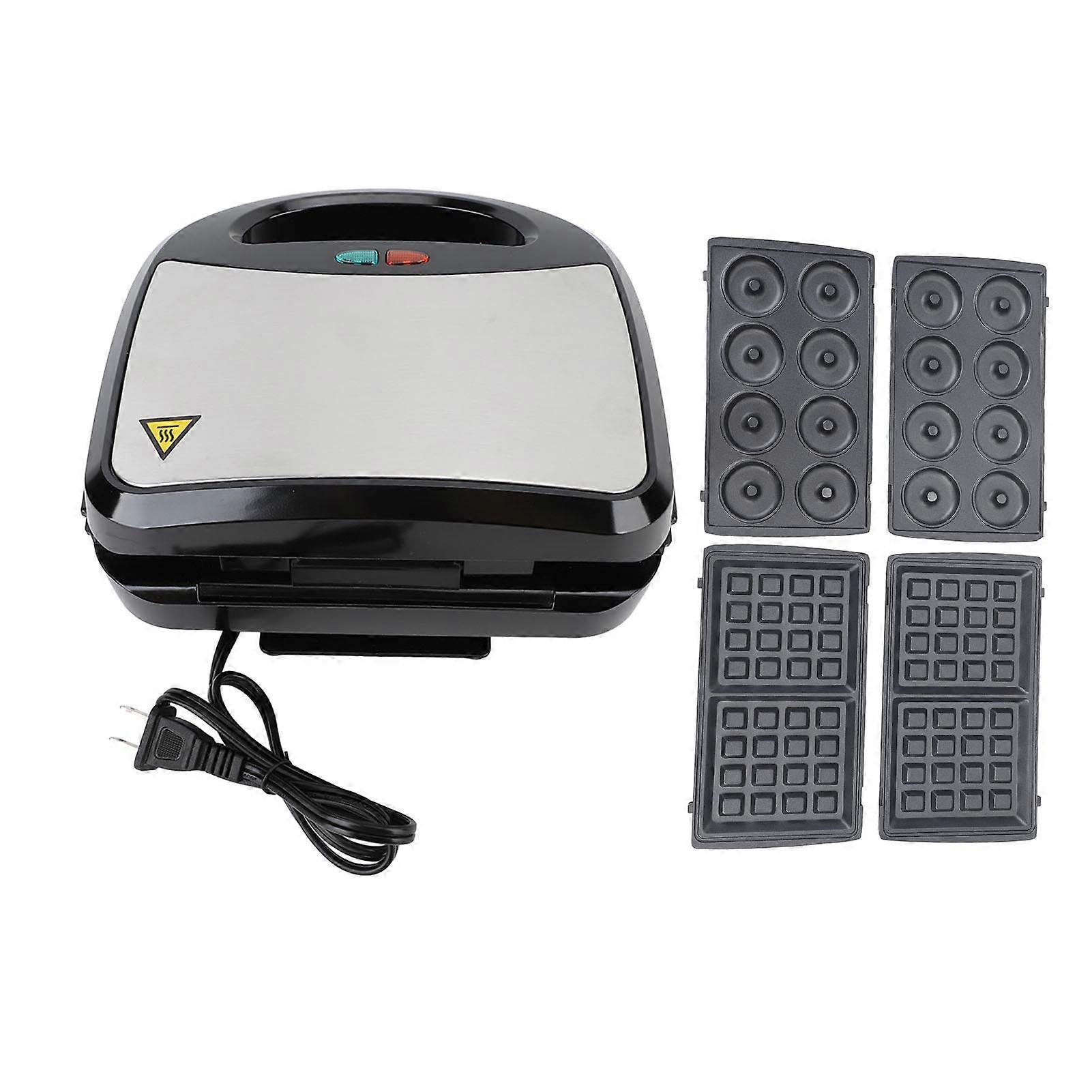 Waffle Maker with Replaceable Donut Plates 800W Electric Non Stick Multi Baker Machine for Breakfast Snacks