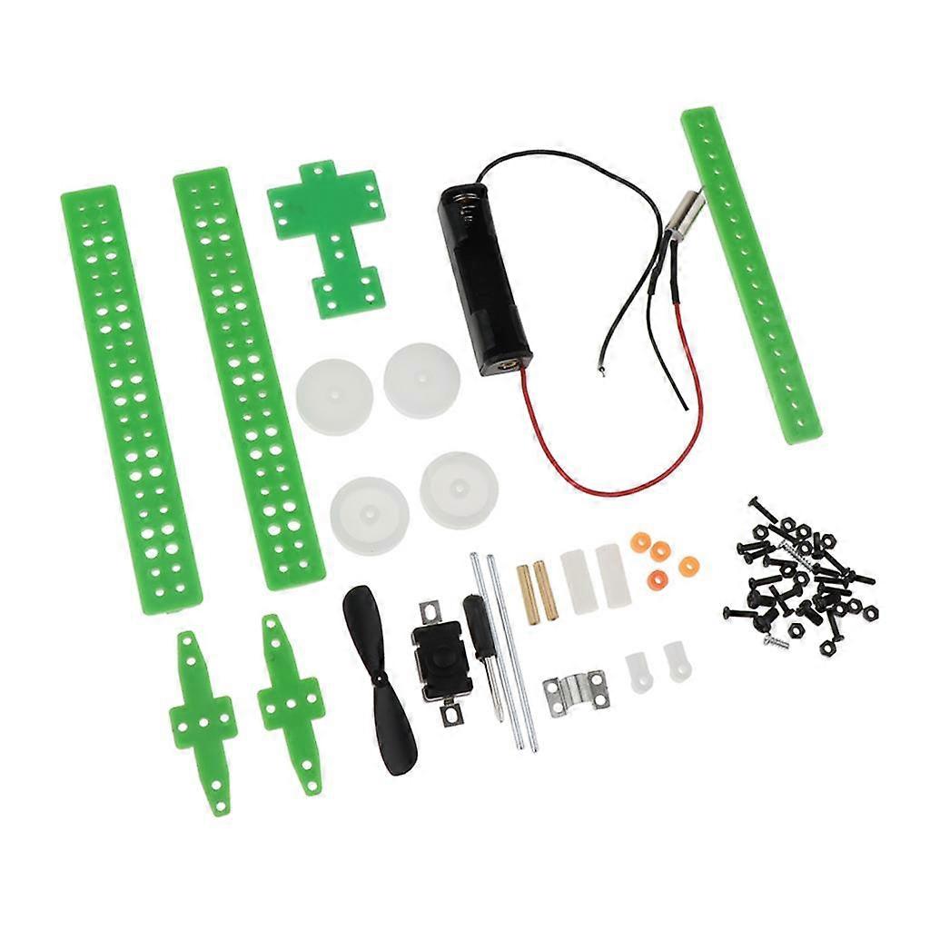 DIY Assembly Science Aircraft Kit with Reaction Force of Air (4 Wheels) for Kids DIY Making Accs