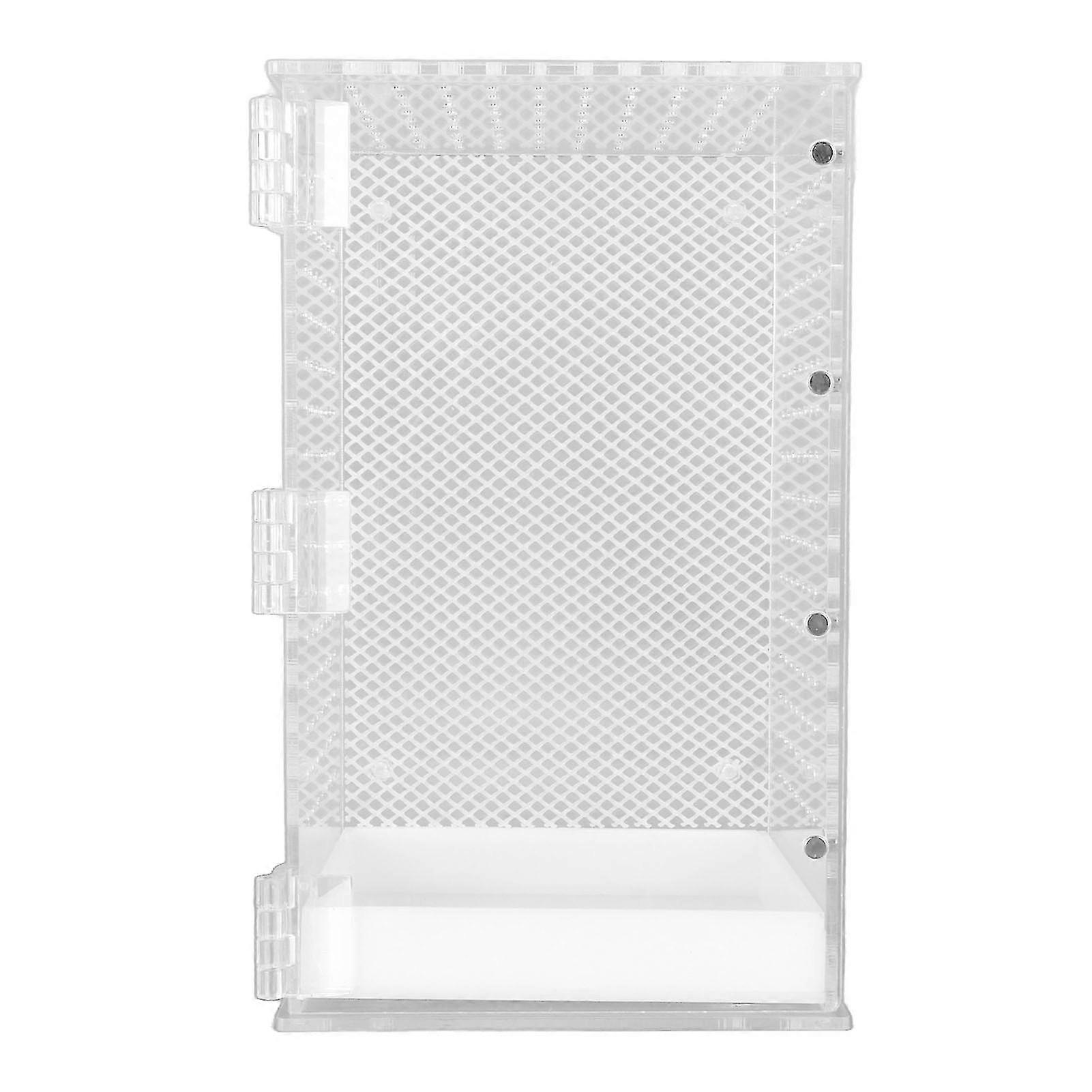 Reptile Terrarium Tank - Clear Acrylic Habitat for Leopard Geckos, Snakes, Frogs - Ventilated with Magnetic Door and Easy Cleaning Option