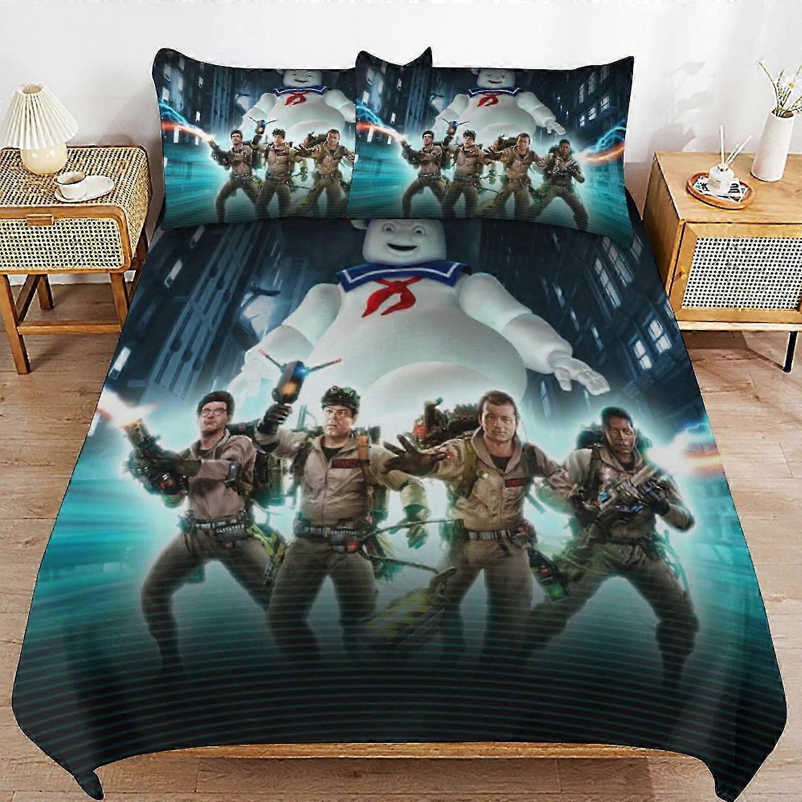 o530 Lençóis Ghostbusters Capa de Edredom de Cama Microfibra Se3D Impresso Leve3 Peças Edredom Se, (1 Capa de Edredom e 2 Fronhas) Cama Sh