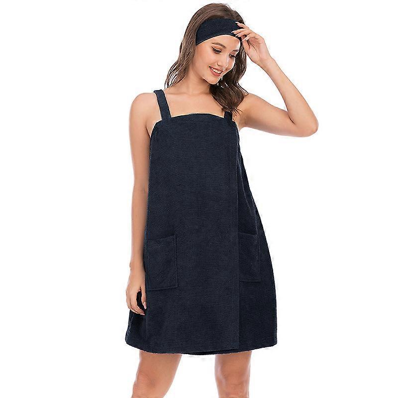 Women's Bath Wrap Towel For Shower With Pockets Straps And Headband 1pcs