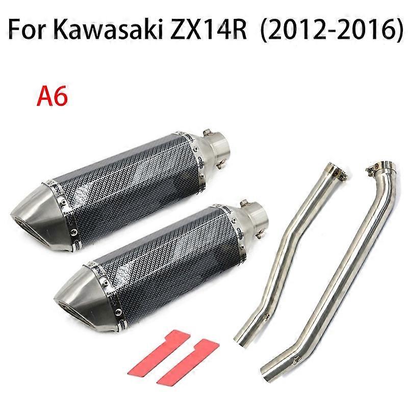 Système complet de moto échappement silencieux connecteur Mid Link tuyau Tube Escape Moto pour Kawasaki Ninja ZX14R ZZR1400 2012-2016