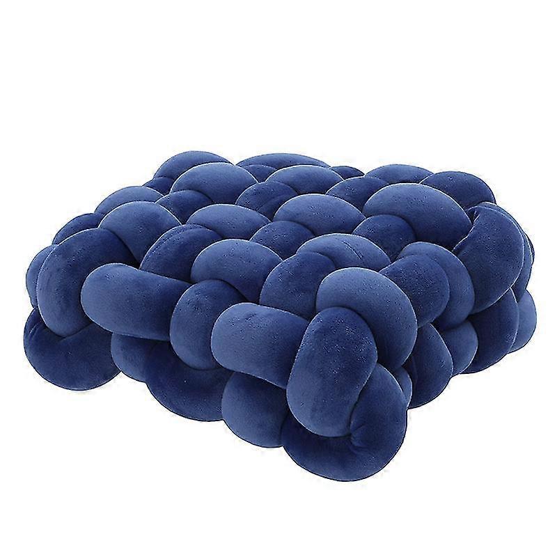 12x12x4.7in Nordic Throw Pillow, Solid Color Square Woven Cushion, Sofa Lumbar Pillow Plush Pillow Decorative Bay Window Home Cushion-navy