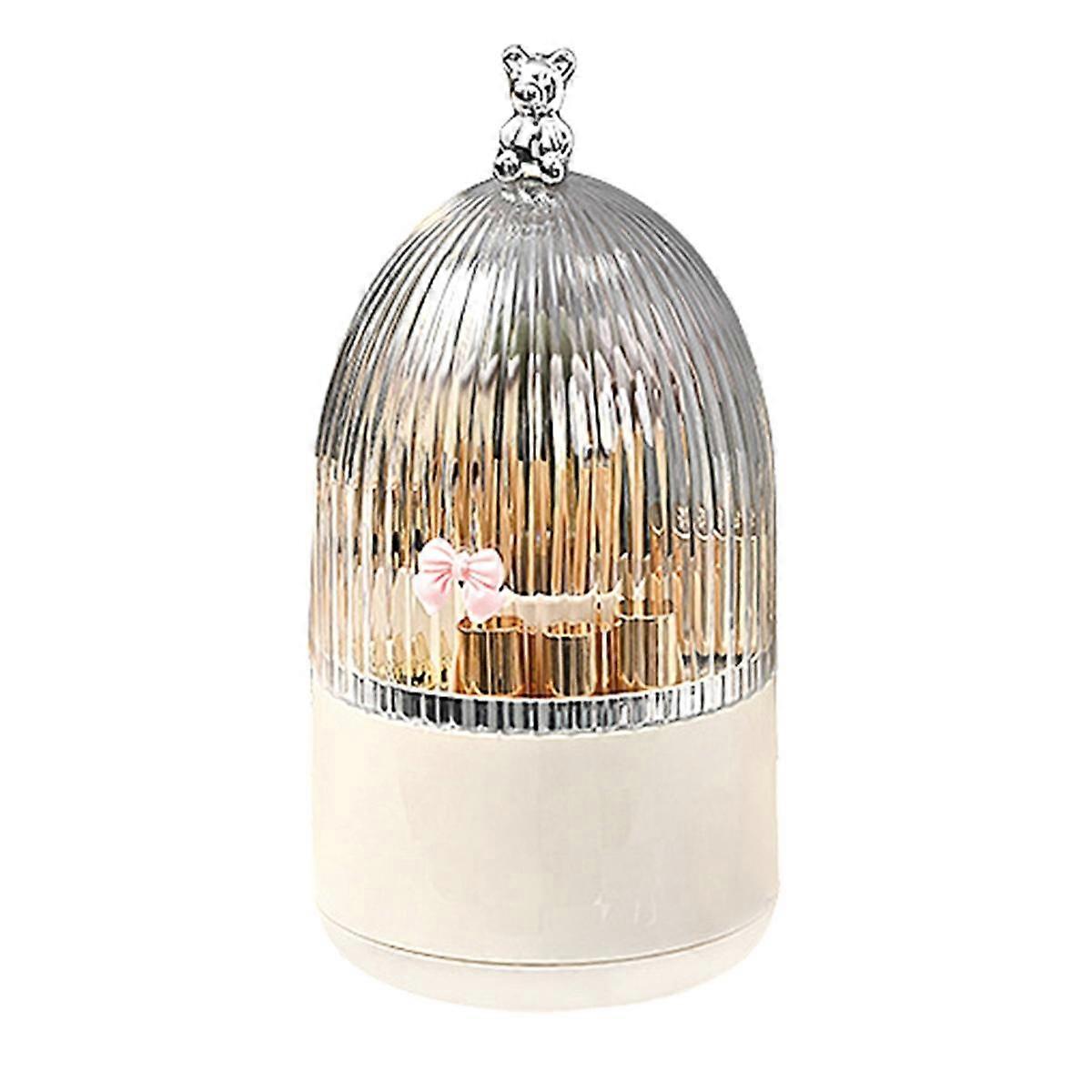 Rotating Makeup Brush Holder Organizer with Lid 360Rotating Dustproof Make Up Brush Container with Clear AcrylicCover,A