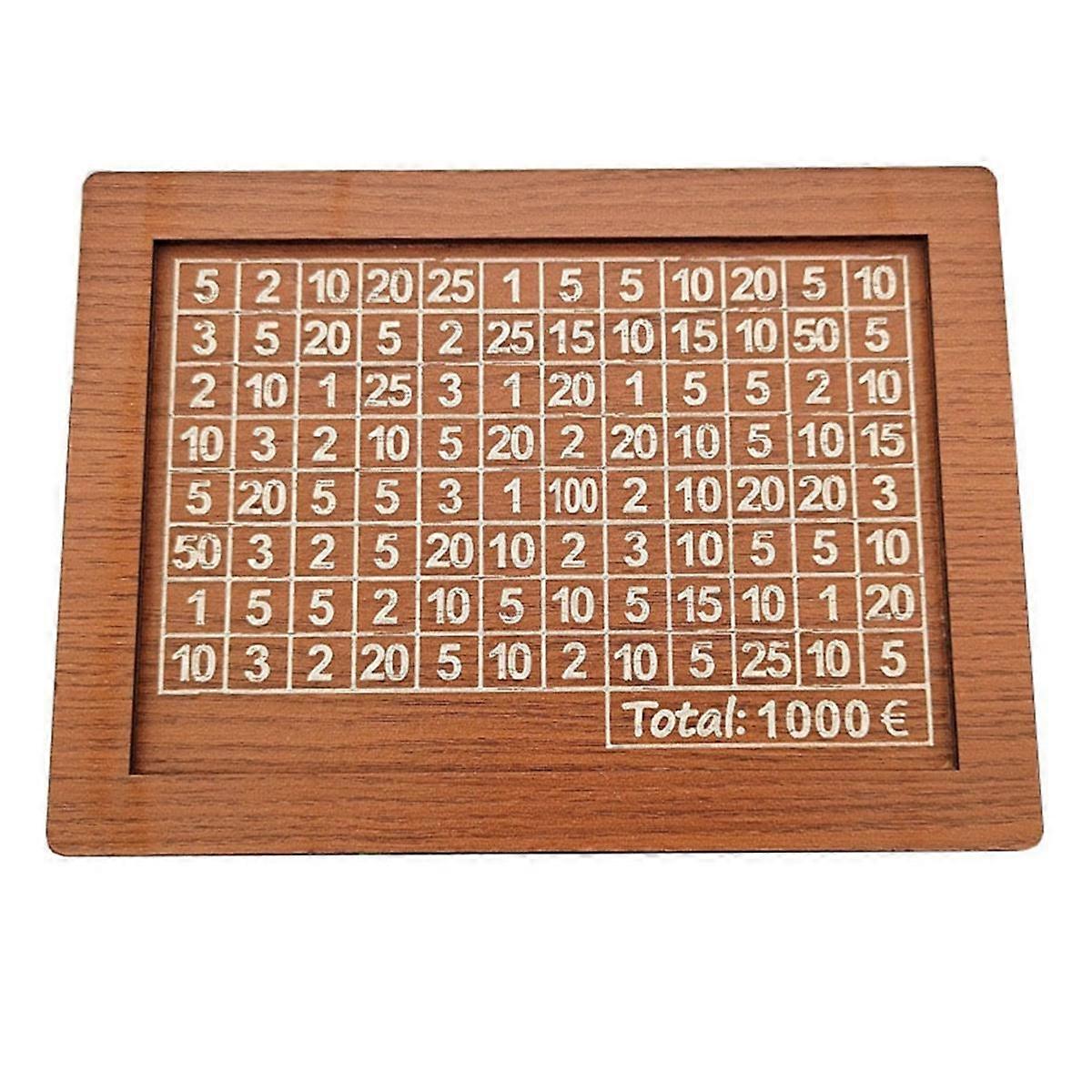 Money Saving Box, Wooden Cash for Kids and Adults, Reusable Money Box with Countdown and Money Target, Challenge 1000