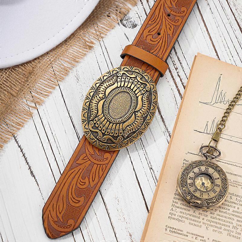 الغربية رعاة البقر بو حزام جلدي - الرجال حزام الخصر الثور الديكور الأزهار محفورة للجينزأحزمة