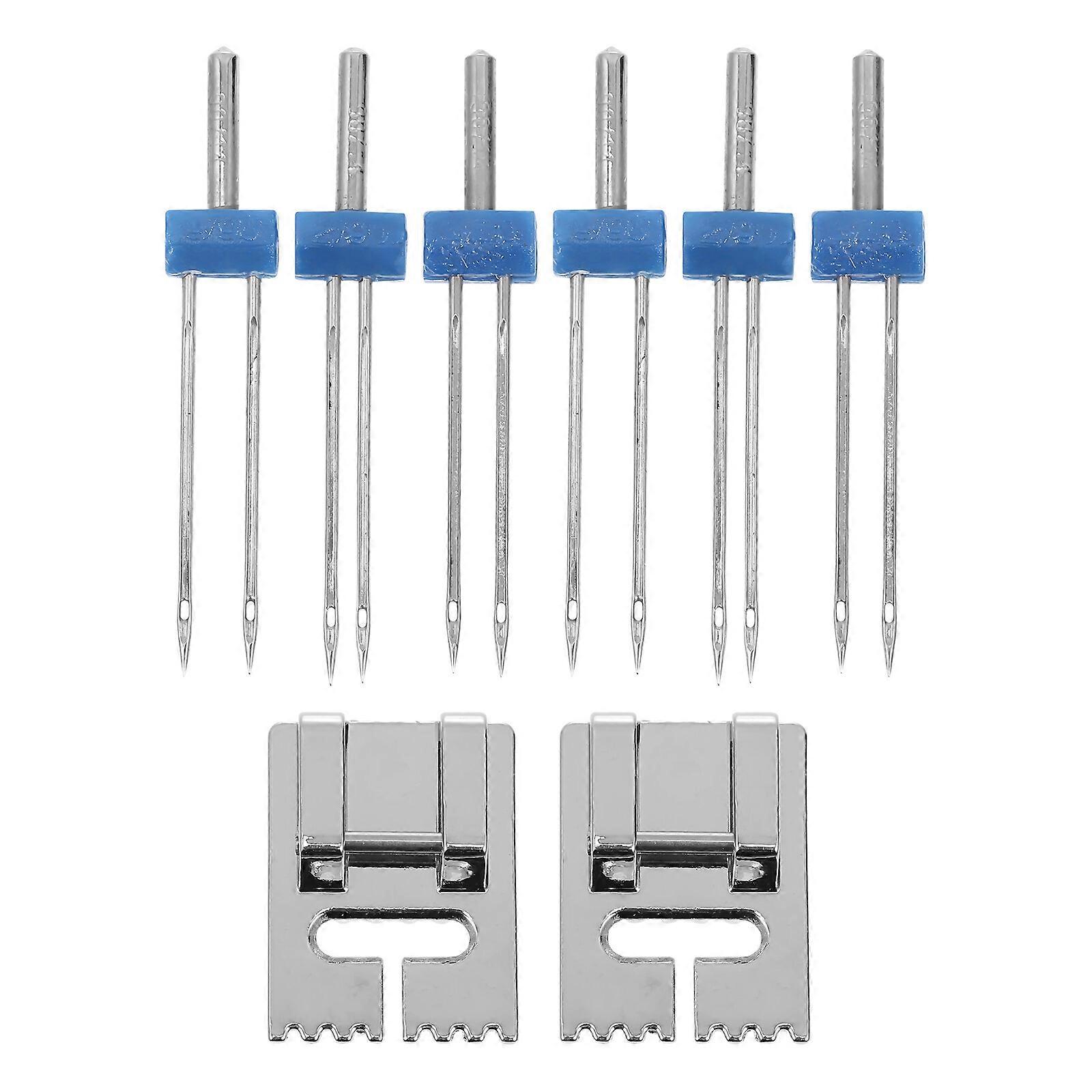 2 Sets of Twin Needle for Sewing Machine with Pintuck Presser Professional Double Needle