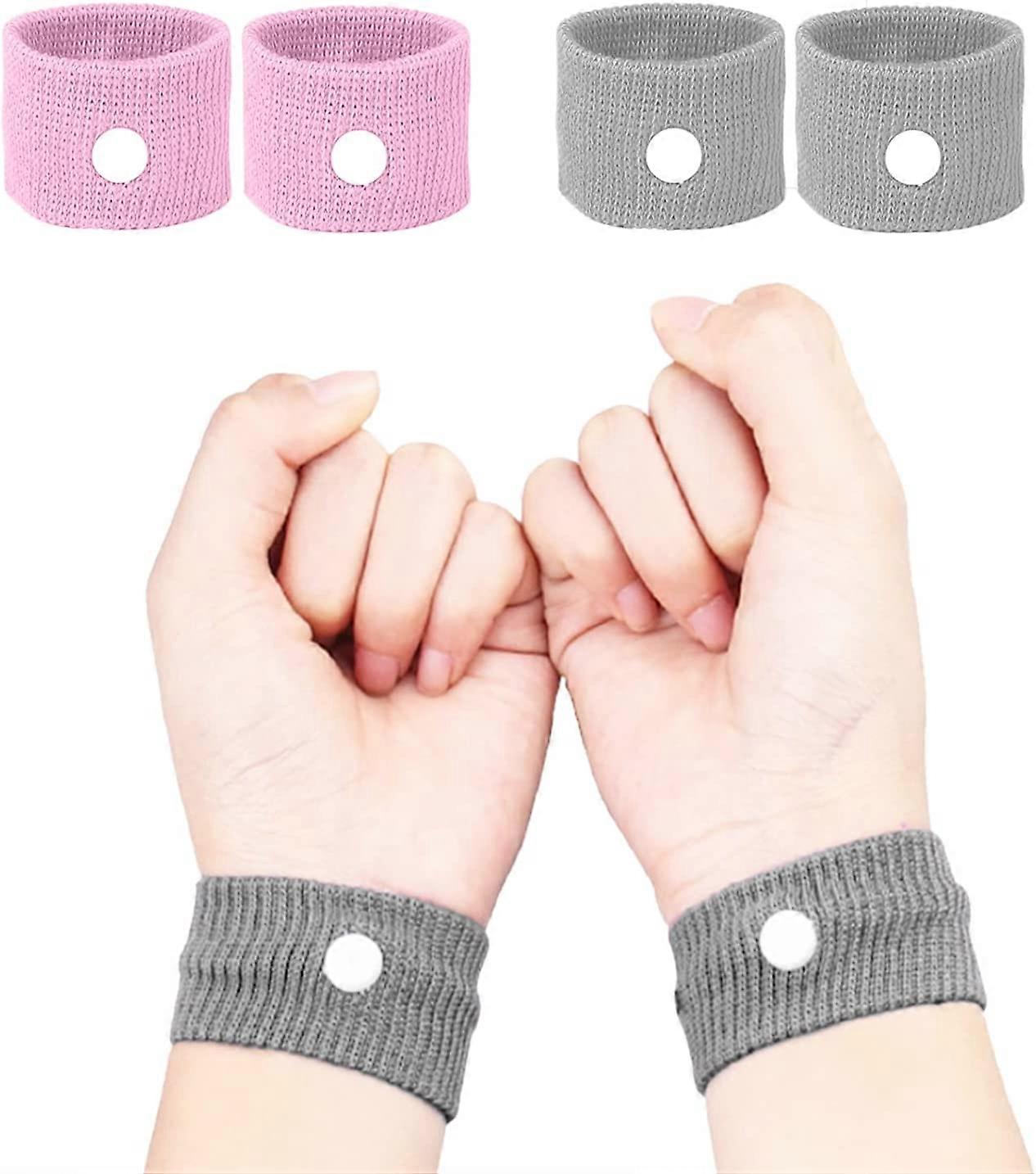 Matkapahoinvointinauhat, 2 paria Motion Sickness Relief -rannekkeita, vaaleanpunaiset ja siniset matkarannekkeet