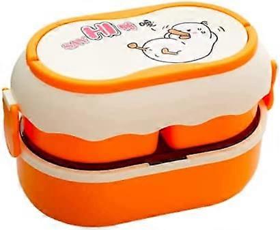 Children's bento box, adult bento box, double-layer 1600ml cartoon compartment bento box, does not contain BPA, and is suitable for microwave ovens.
