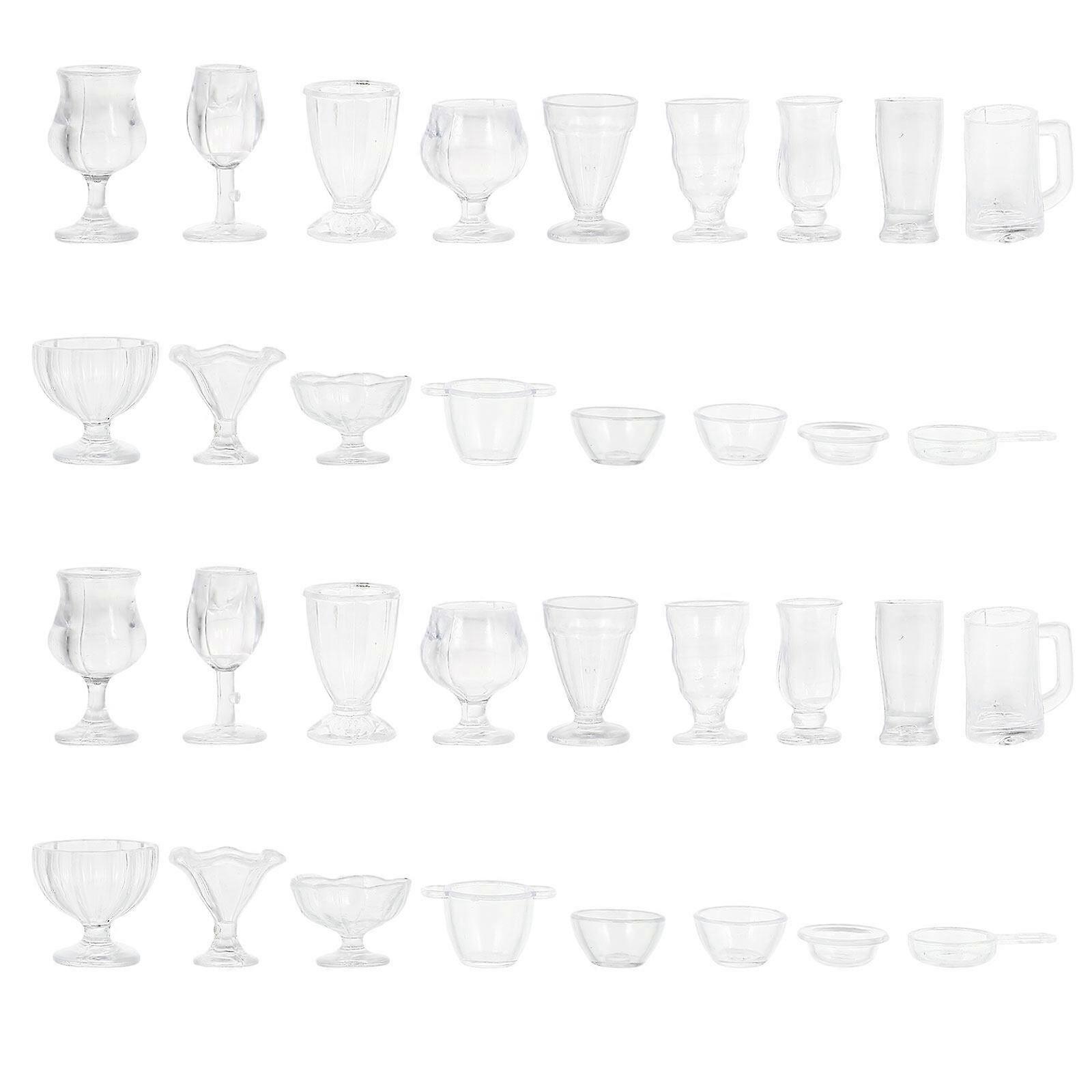 34pcs 1/17 Scale Mini Cups Food Container Model Simulation Cup Mini House Decor