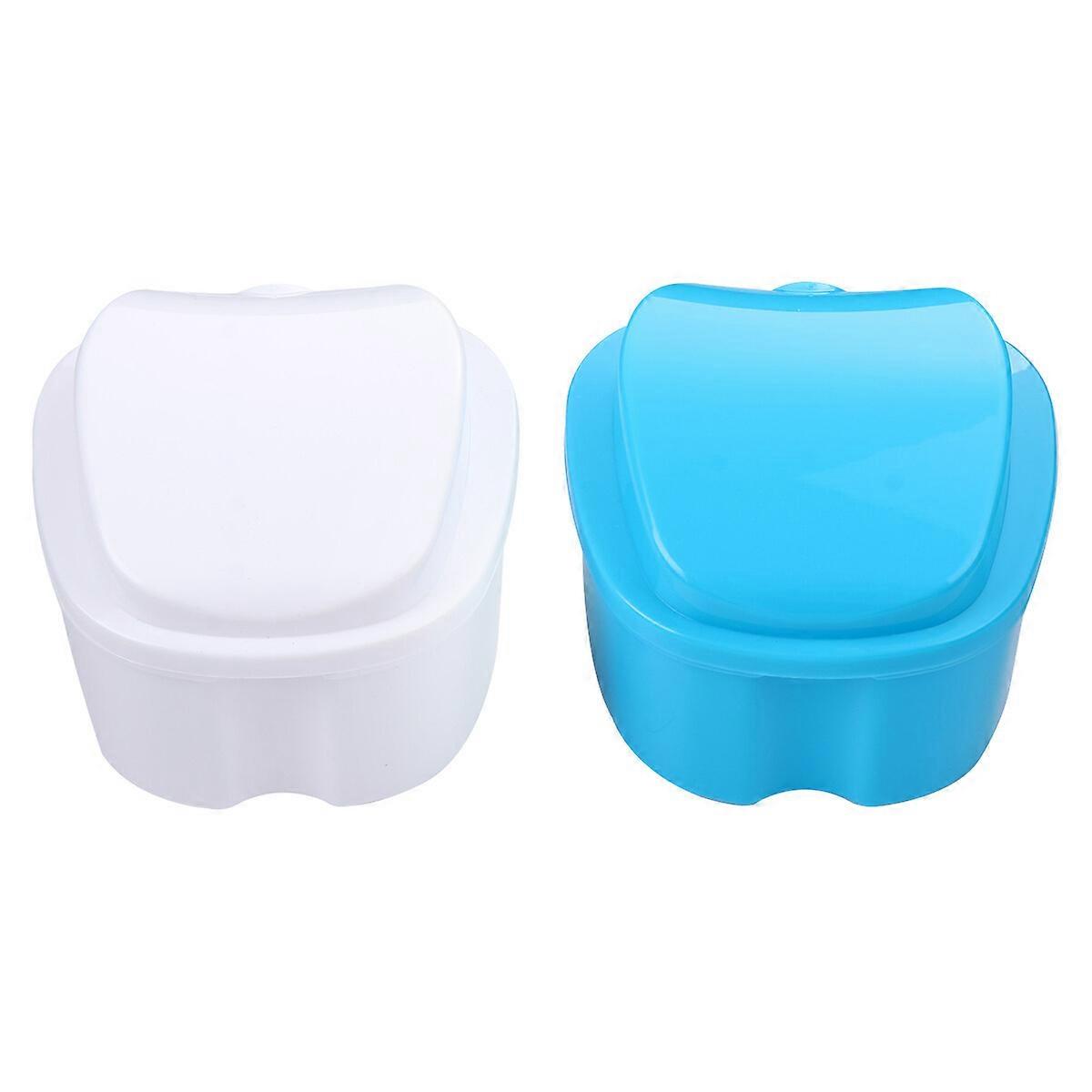 2Pcs Safe Denture Storage Box Portable Artificial Tooth Storage Case Container