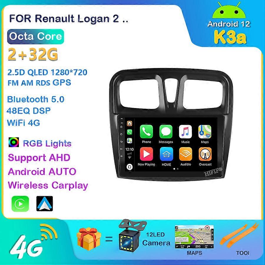 4+64 For Renault Logan 2 2012 - 2019 Sandero 2 2014 - 2019 Car Radio Multimedia Video Player Navigation GPS Android No 2din
