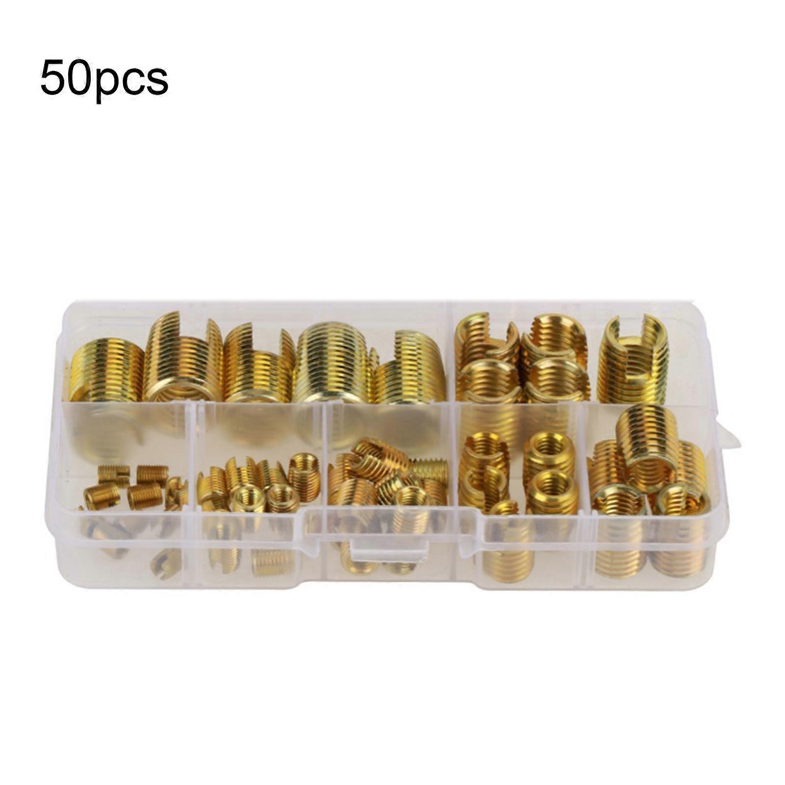 50Pcs M3-M12 Screw Thread Insert Boxed Corrosion-resistant High Strength Portable Self-tapping Thread Inserts for Rubber QinHai