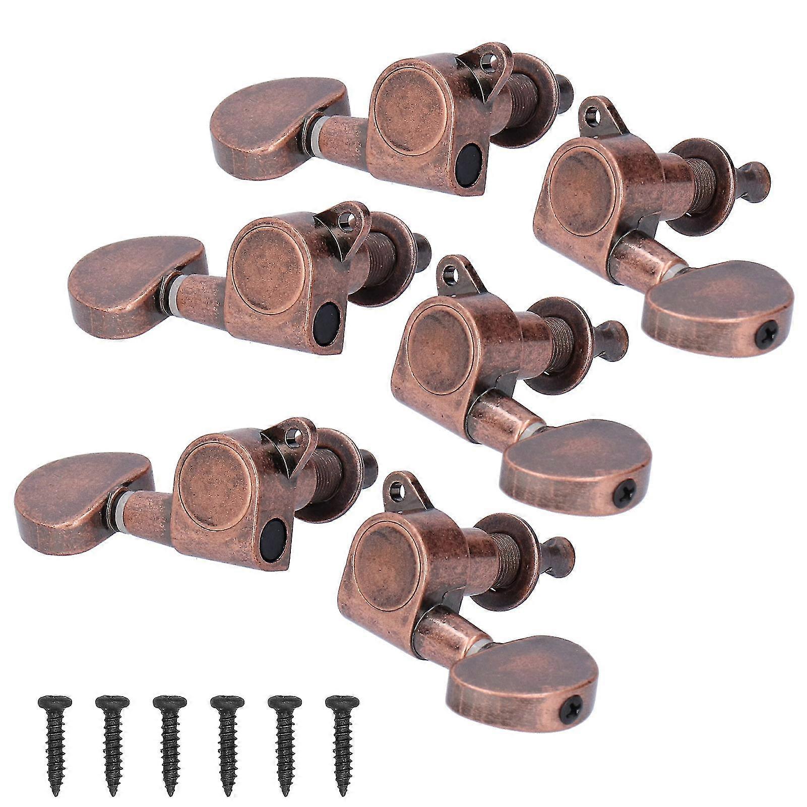 Guitar Locking Tuners Tuning Pegs Knobs 3 Left 3 Right Musical Instrument Accessories Copper