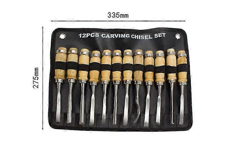 12-Pack Wood Carving Hand Chisel Tool Set In Storage Bag, Professional Woodworking Tools