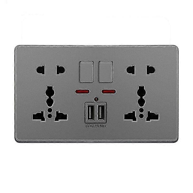 Multifunction Uk 13a Wall Socket Push Button 2.1a Double Usb Charging Ports Three-hole Two-hole Home Wall Outlet Button