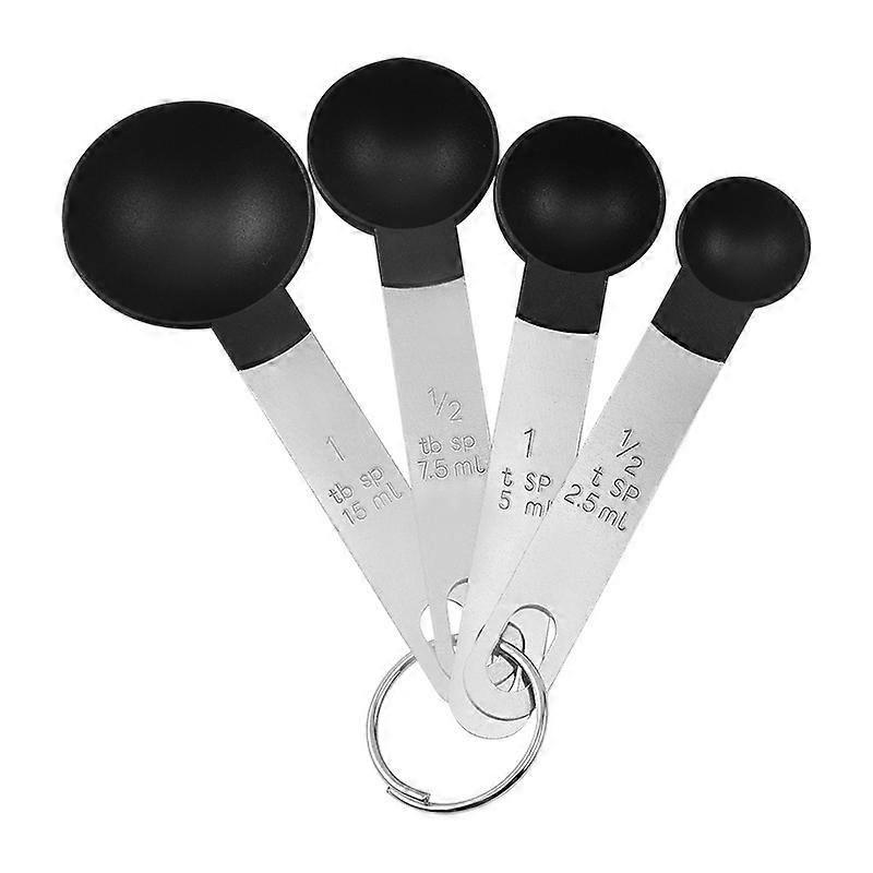Set of 4 Measuring Spoons, Liquid and Food Counter, Pastries, Stainless Steel and PP, Stackable, BPA