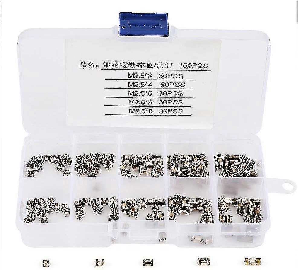 150pcs M2.5 Brass Insert Brass Threaded Threaded Round Insert Embedded Nuts