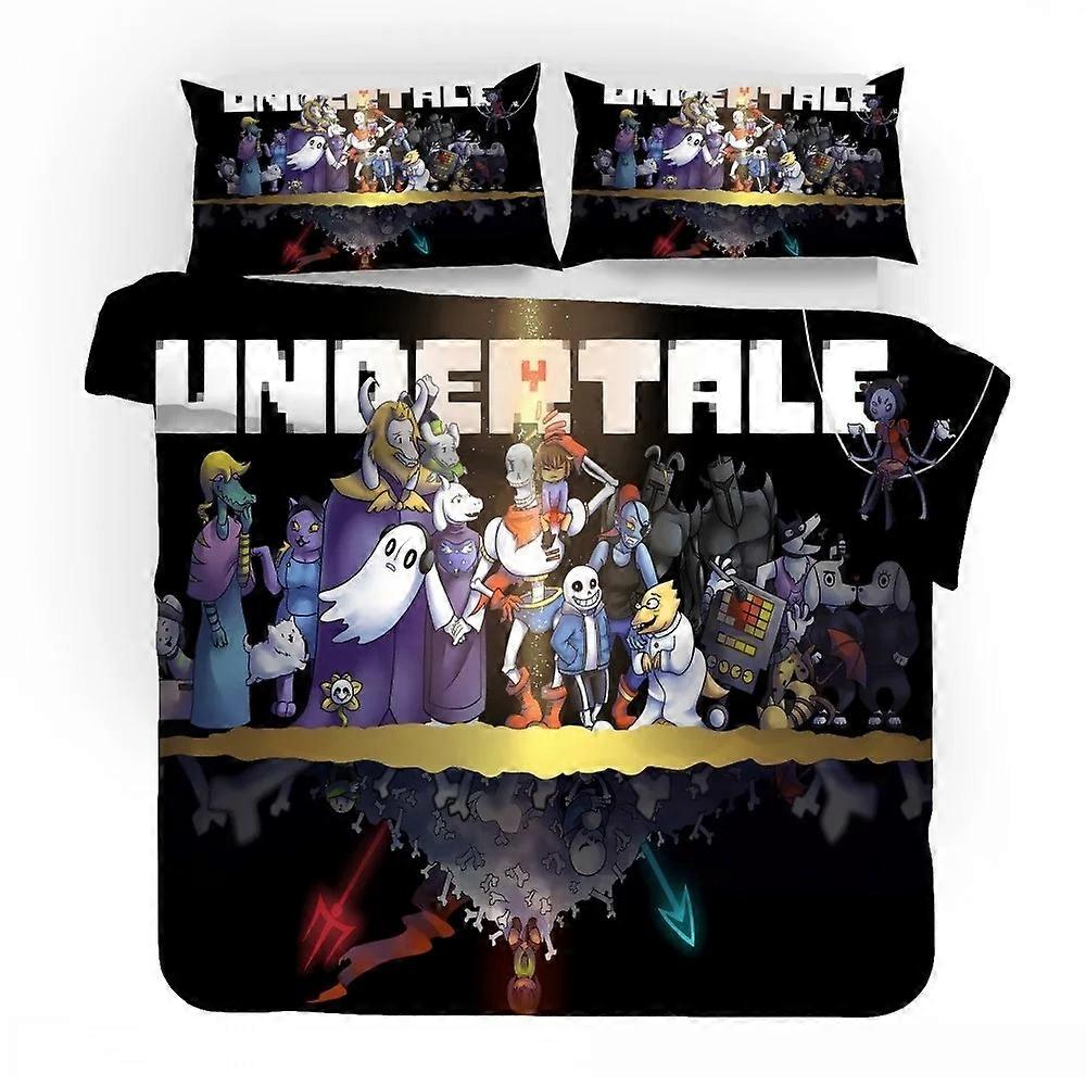 a1464 Lençóis Undertale Sans Conjunto de Cama Decoração do Quarto Capa de Edredão de Alta Quility Capa de Colcha de Têxteis para Casa Presentes para Menino Menina Presentes para Crianças3 Peças de Cama