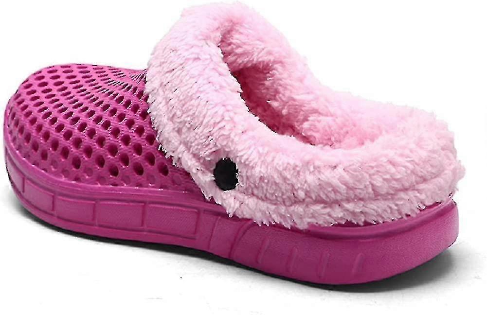 Donne da uomo Mules Slip On Garden Shoes Warm Winter Slipper, rosa, 250