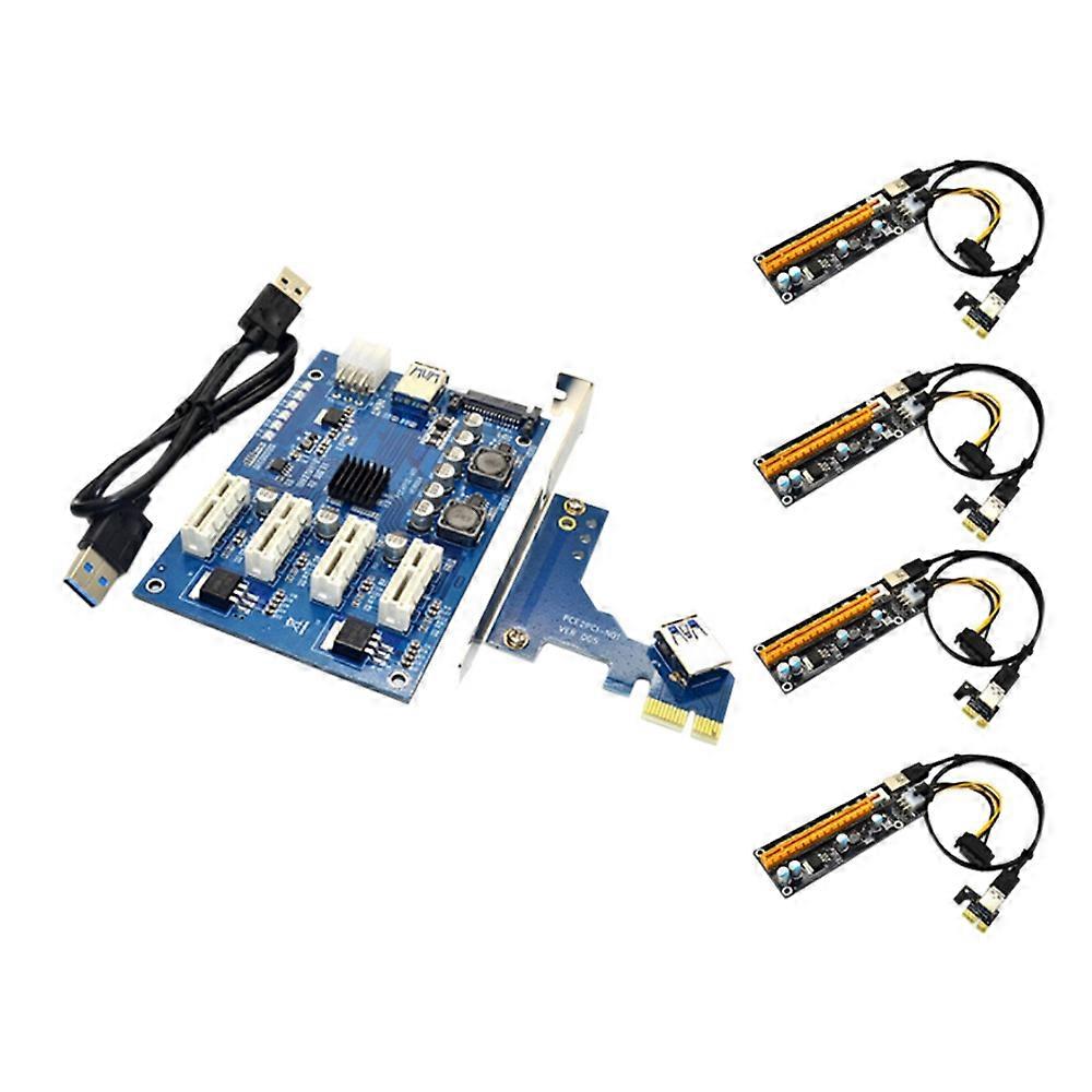 PCI-E 1 to 4PCI-E X16 Expansion Kit 1To4 Port PCI Express Switch Multiplier HUB 6Pin USB Riser Card