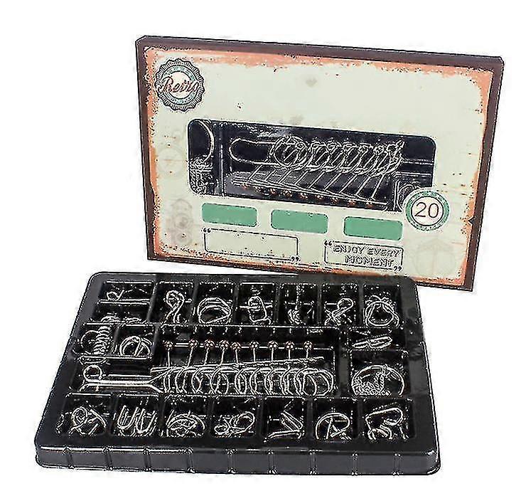 20pcs Iron Link Unlocking Interlocking Puzzle Game Chinese Ring Magic Trick Toy Set