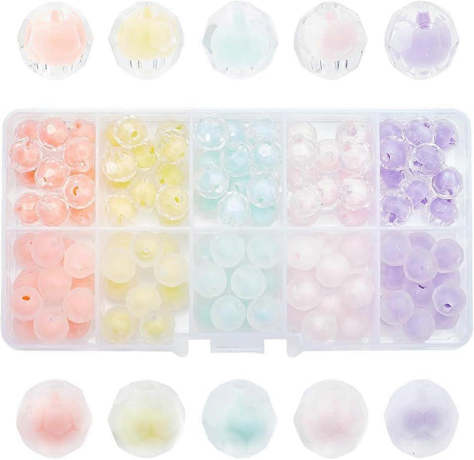 120pcs Acrylic Round Beads 10 Colors Faceted Spacer Beads 9.5mm Frosted Round Beads Transparent Craft Beads