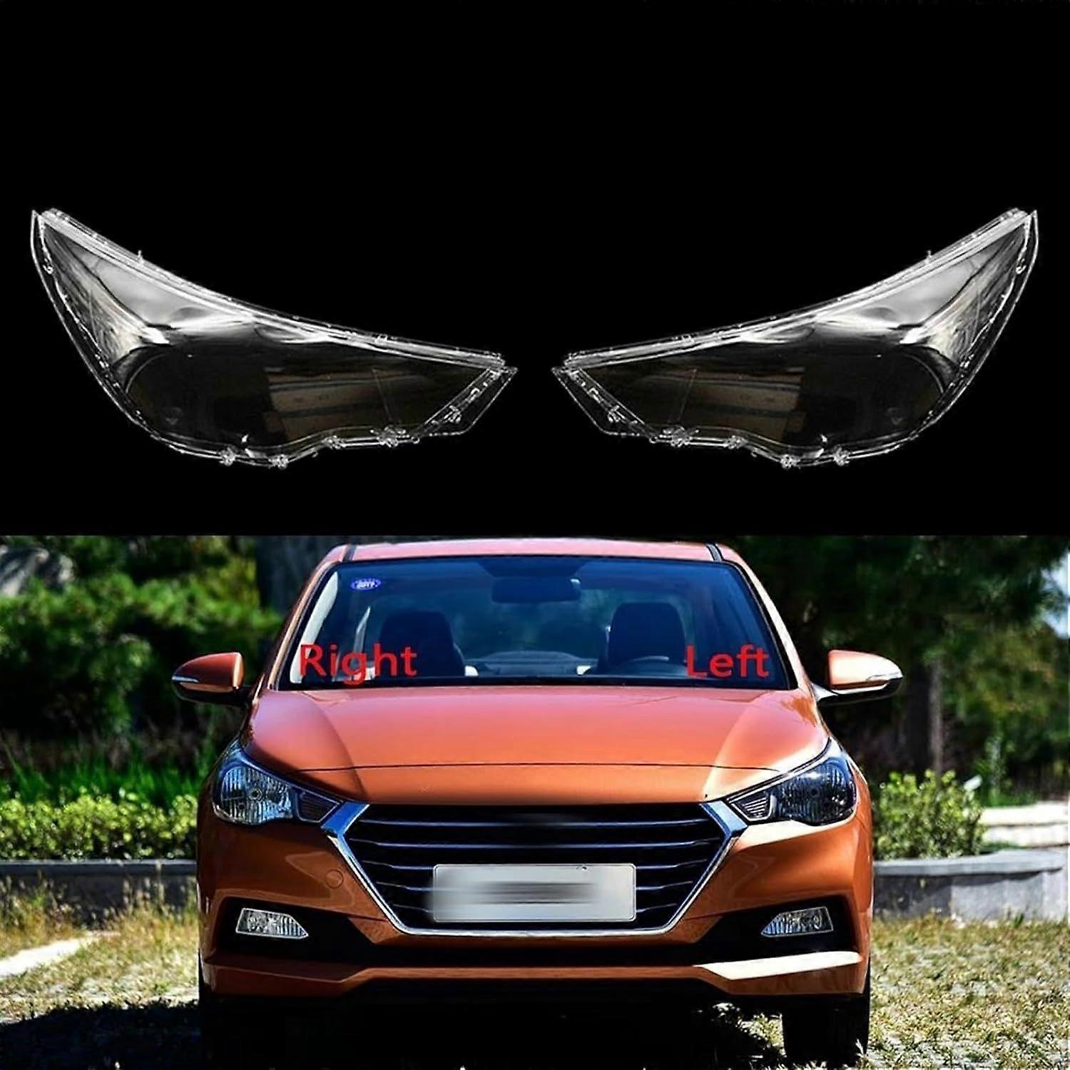 Headlamp Lens Cover Car Front Headlight Cover Lampshade Shell For Hyundai Verna RV 2016 2017 2018 Front Headlight Shell (Color : 1 Pair)