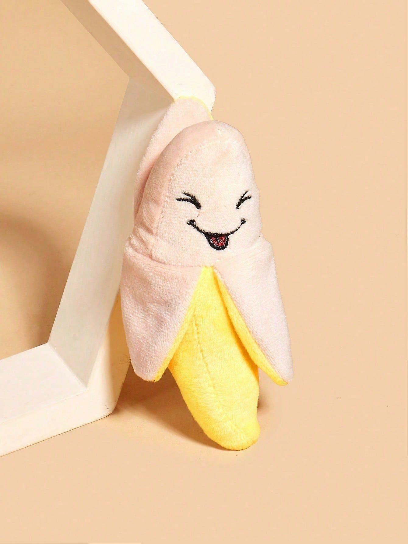 1pc Yellow Smiling Banana Pet Squeaky Toy, Dog Chew Toy For Boredom Relief