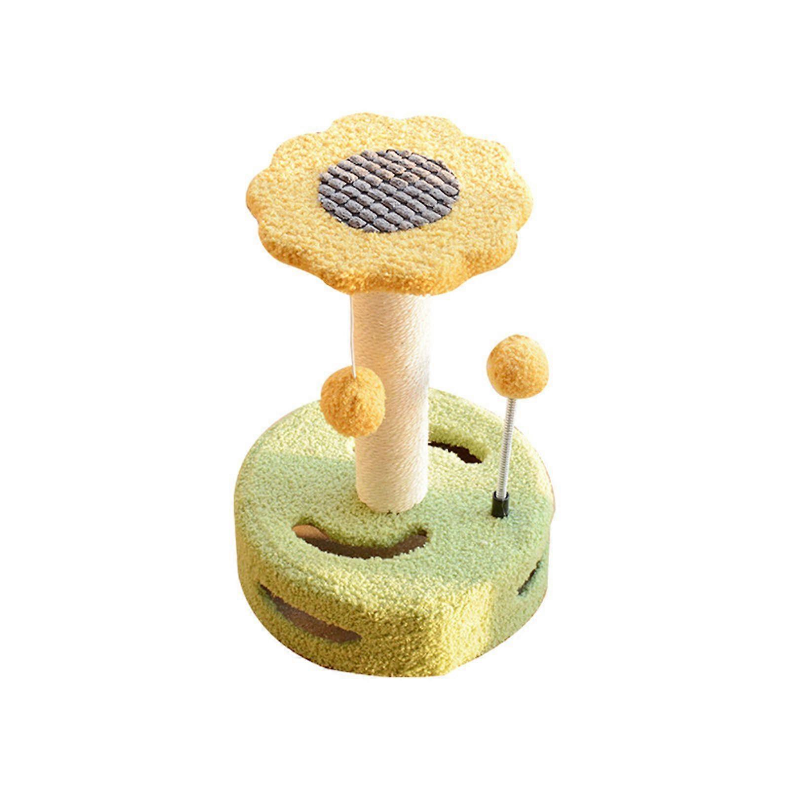 Cat Tree Cratching Post Interaktiv Farverig Cat Tower Cat Tower Killing Jumping Platform Lille kat Legetøj Gul og grøn