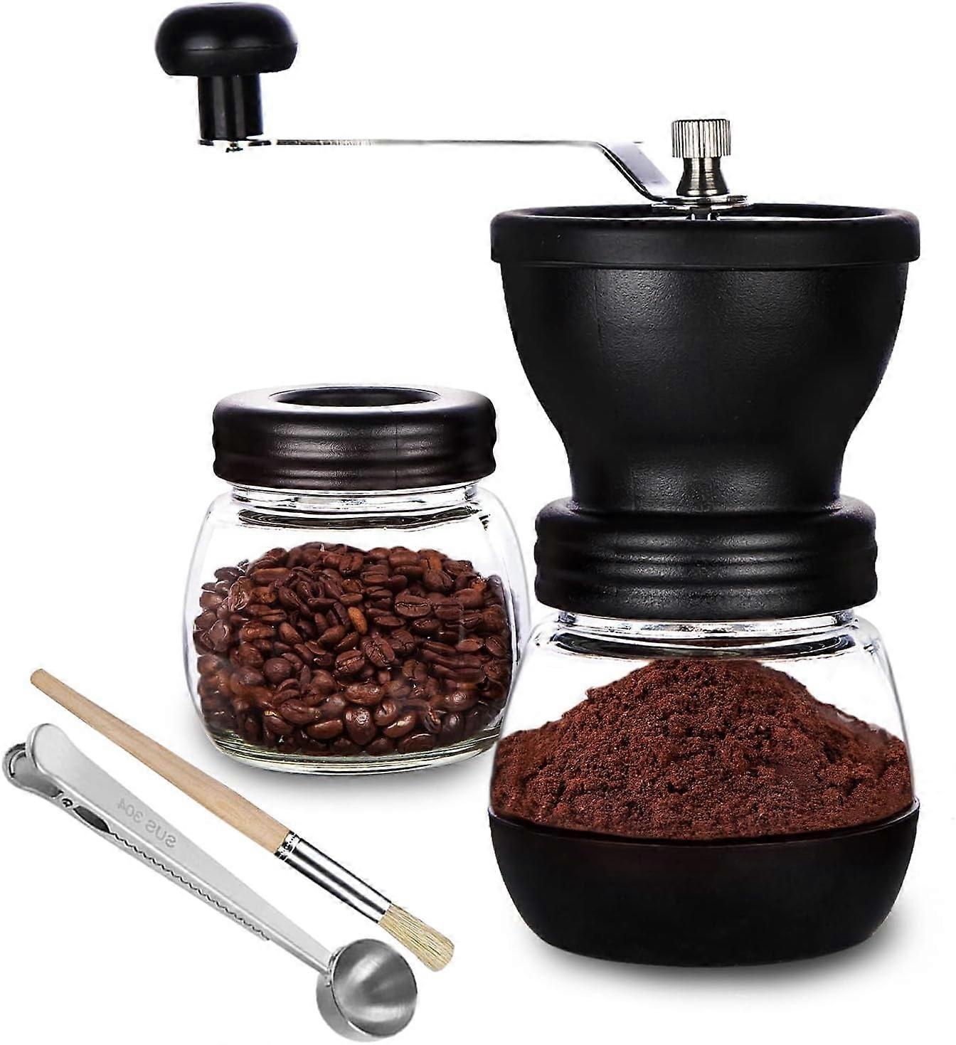 Manual Coffee Grinder with Ceramic Burr for Espresso and Drip Coffee Grinding, Adjustable Coarseness, Compact Design