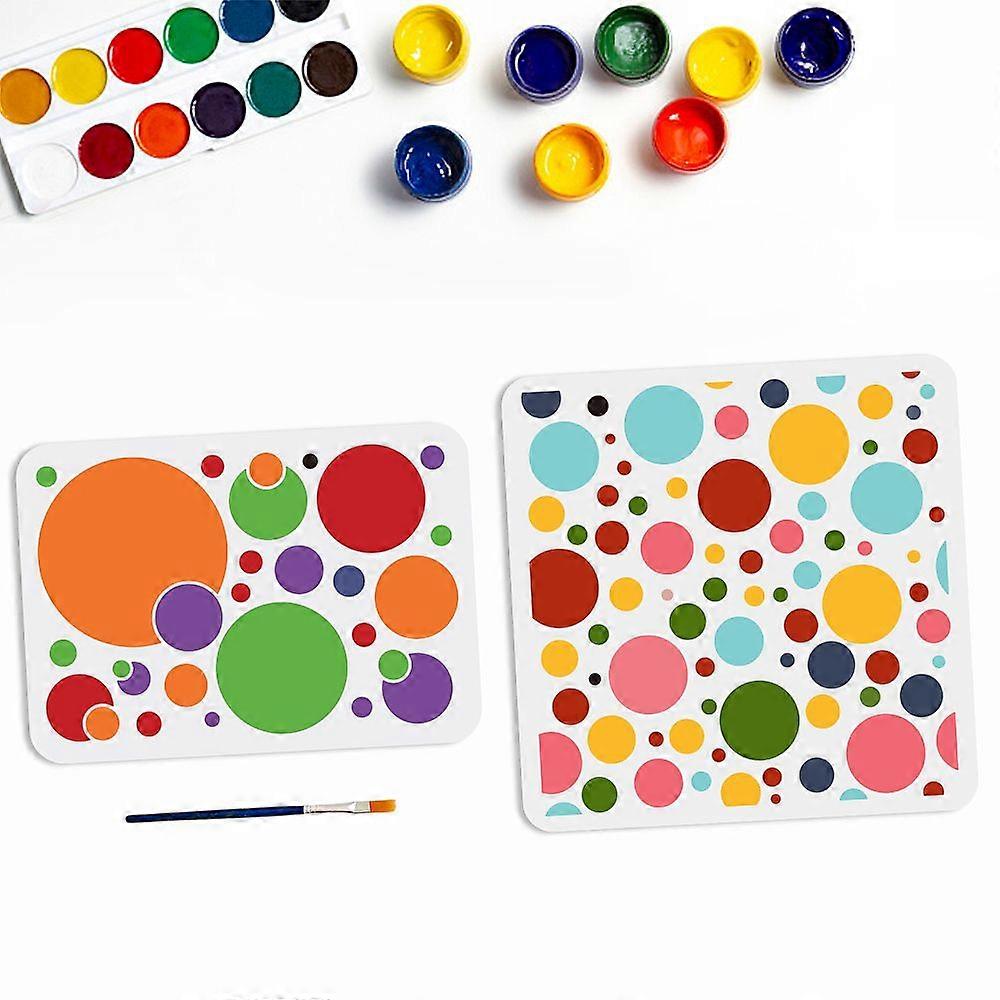 1 Set PET Hollow Out Drawing Painting Stencils for DIY Scrapbook Photo Album Round Pattern Painting Stencils: 297~300x210~300mm 1pc/style 2pcs/set