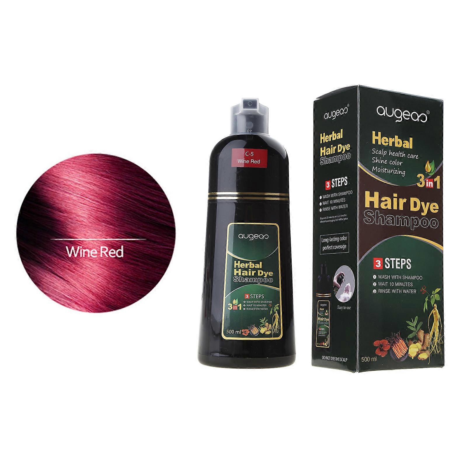Shampooing colorant pour cheveux naturels pour les personnes âgées en quelques minutes Noir longue durée Facile à utiliser Shampooing colorant pour cheveux noirs à action rapide Claret