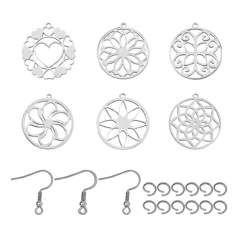 DIY Earring Making Kits with 201 Stainless Steel Pendants 304 Stainless Steel Earring Hooks & Open Jump Rings Stainless Steel Color Pendant: 21~21.5x2