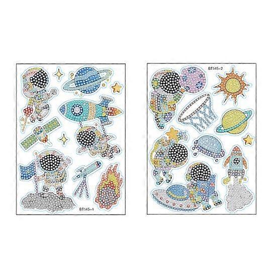 1 Set DIY Astronaut Diamond Painting Sticker Colorful 5D Vibrant Color Hands Skill Improve Round Resin Diamond Sticker