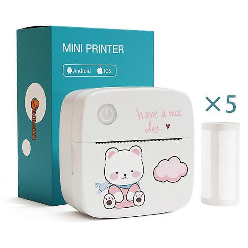 Type B LX-D2 Mini Printer Bluetooth Connection with English Labels+5 Rolls 15mm Paper