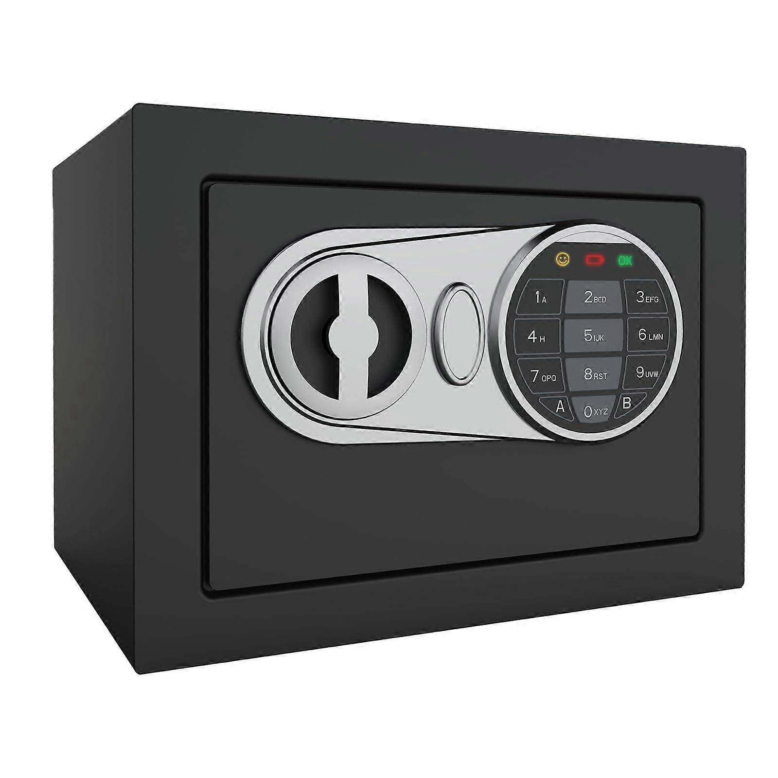 Digital Mini Security Box for Cash and Coins, 6.69" D x 9.05" W, Portable Safe for Home and Office Storage