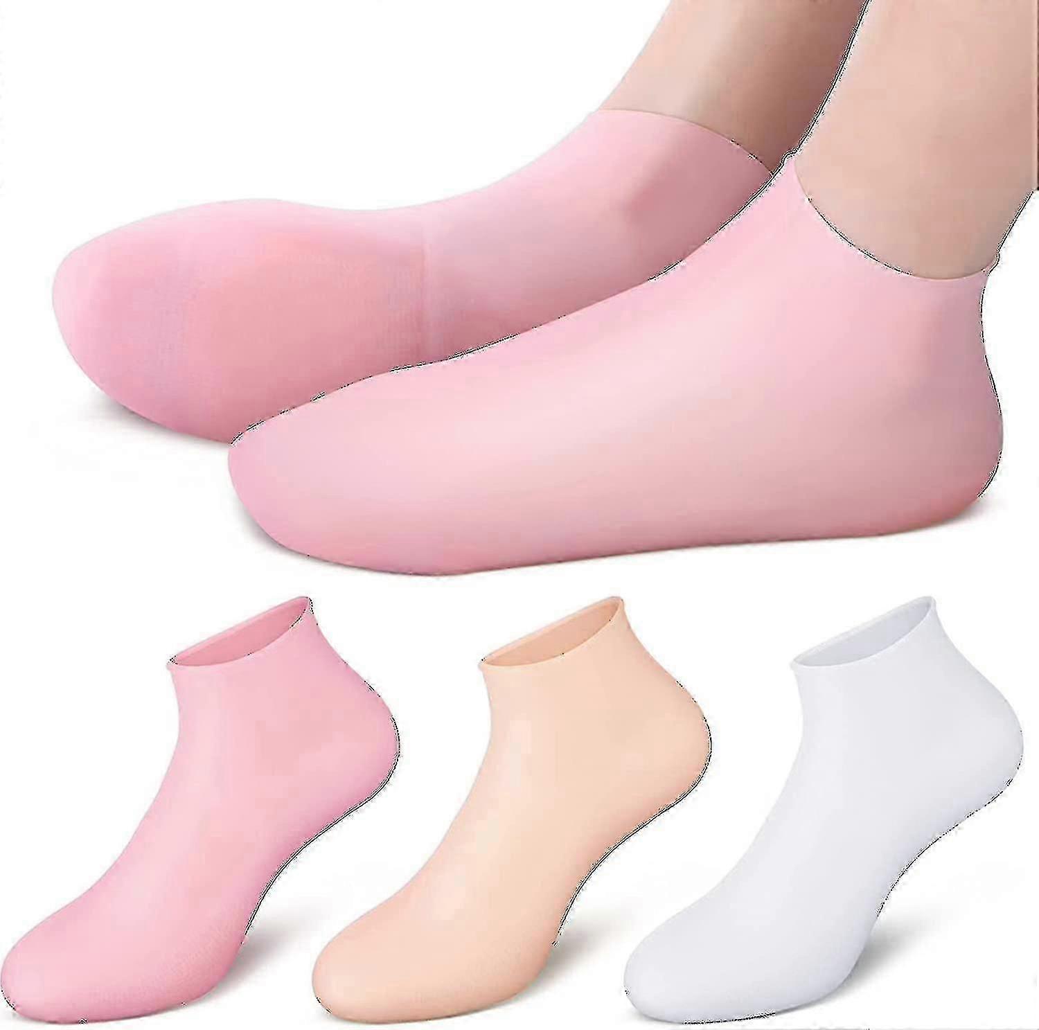 3 أزواج من الجوارب المصنوعة من السيليكون ، جورب ترطيب السيليكون ، جورب كعب السيليكون ، جوارب جل مرطبة لإصلاح كعب متصدع للأقدام الجافة
