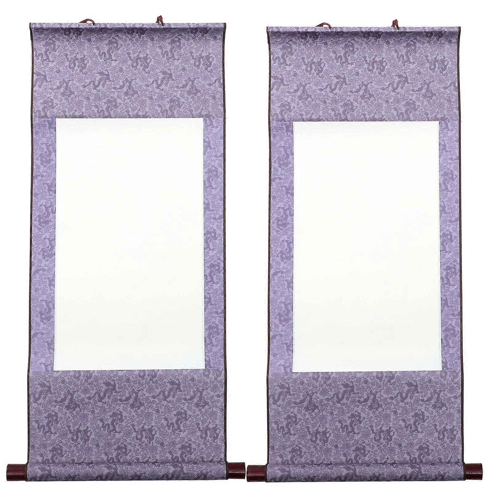 2pcs Blank Mounting Hanging Scroll Chinese Paper Art Wall Scroll for Calligraphy