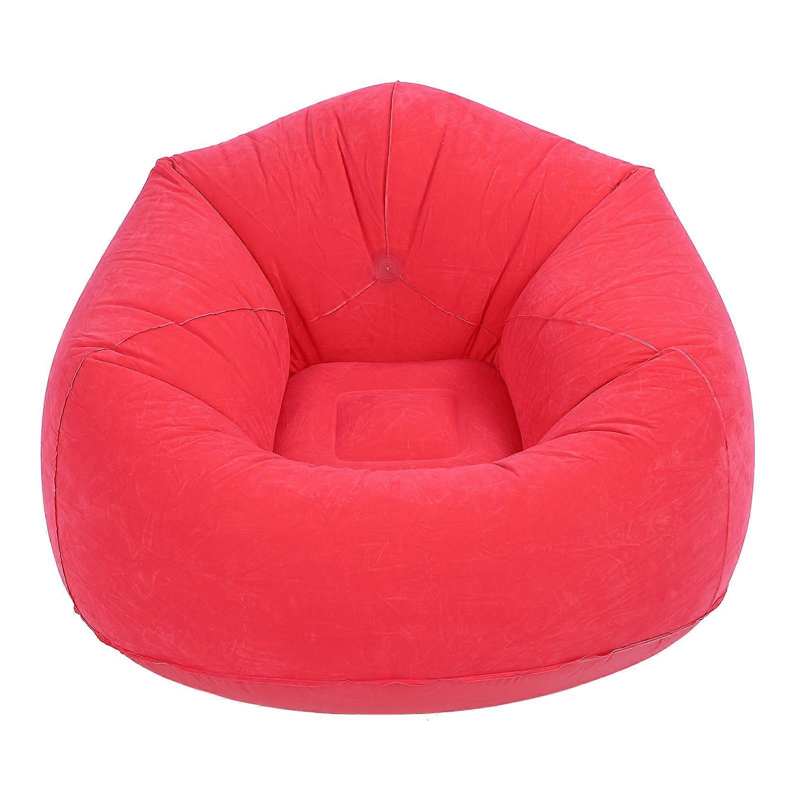 Inflatable Lounge Chair Flocking PVC Portable Folding Sofa Red