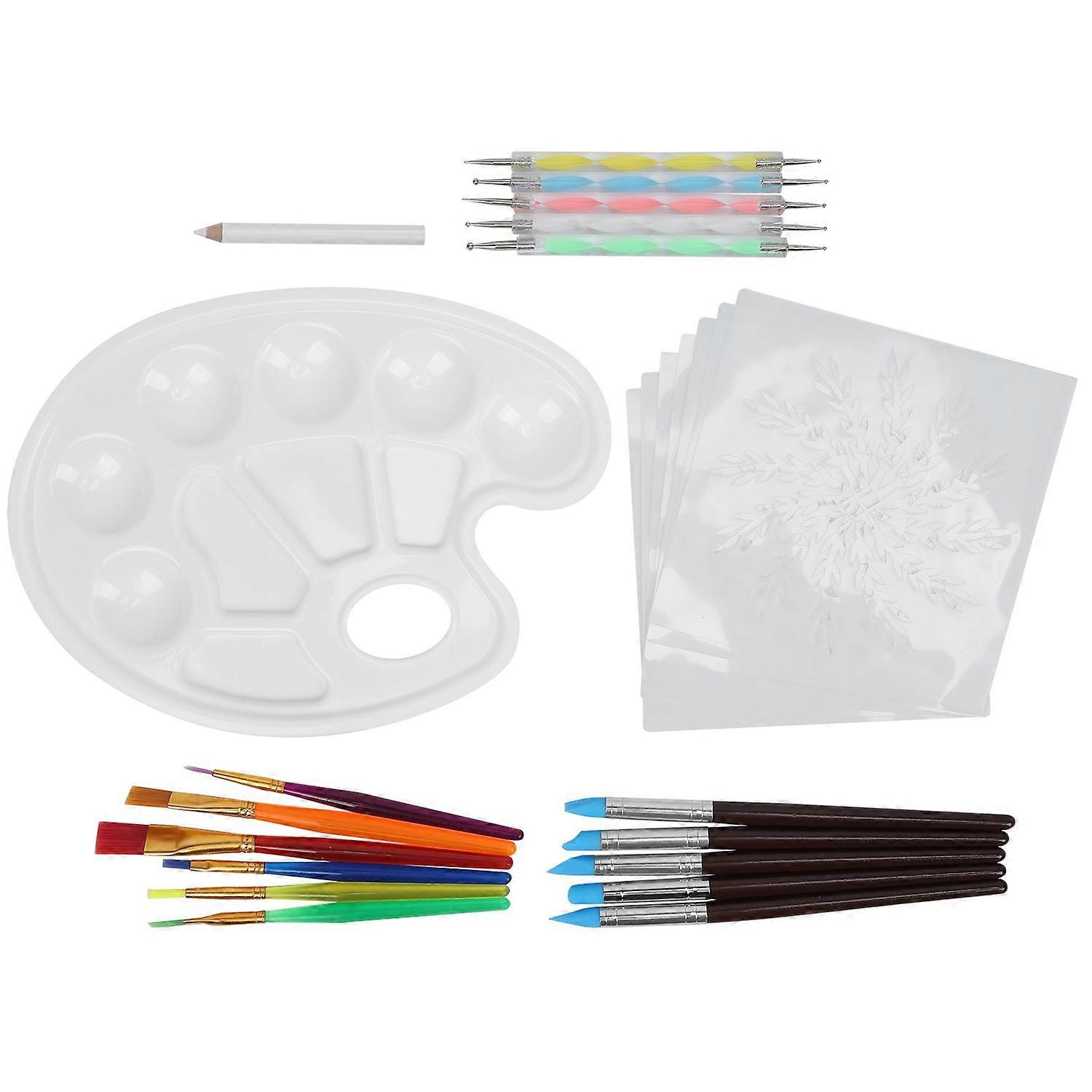 27Pcs Mandala Dotting Tools Color Painting Template Pottery Art Brush Combination