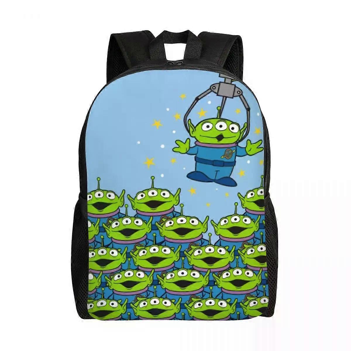 v1359 i1010  Green Aliens Toy Story Cartoon Travel Backpack Women Men School Laptop Bookbag Student Daypack Bags dbO1010