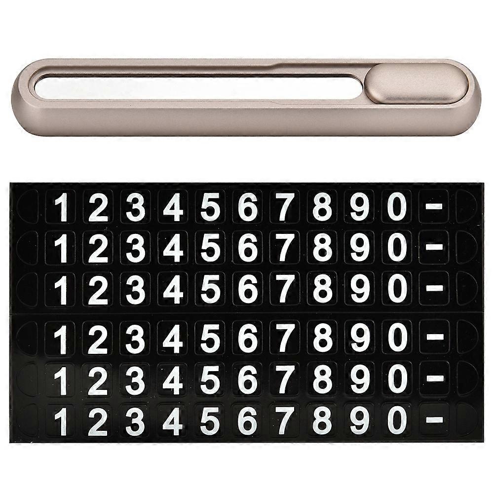 Luminous Car Parking Phone Number Plate Card Sliding Auto Mobile Temporary Stop Sign (Gold)