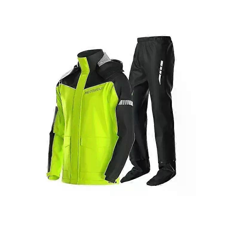 Motorcycle Raincoat Waterproof Motorcycle Rainsuit Reflective Windproof Jacket Pants Split Motorbike Suit Lightweight Foldable