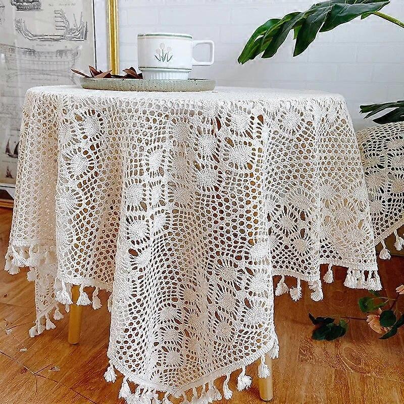 Cotton Lace Table Cloth Handmade Crocheted Tablecloth Rectangle Dining Table Cover For Dining Room Table Cloth Decorative